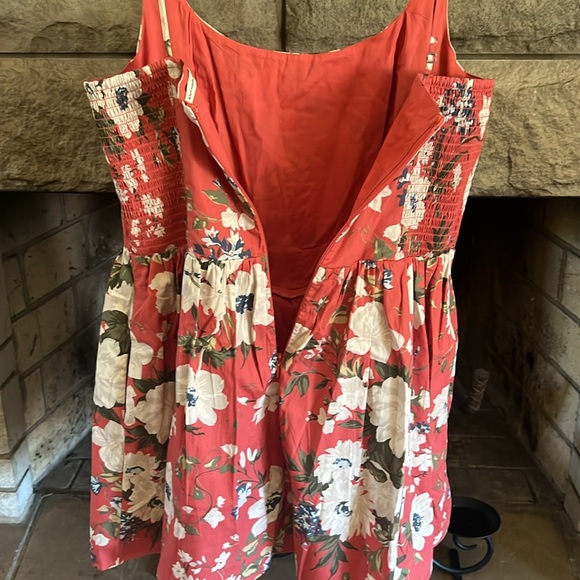 Corset Drop-waist skirt red floral Abercrombie L - Picture 6 of 9